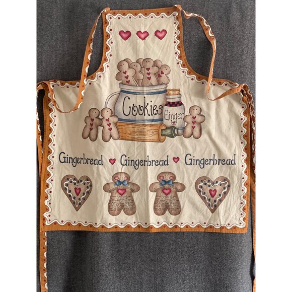 VTG gingerbread apron hand made fun fabric dianna marcum marcus grandma’s recipe - Picture 3 of 6